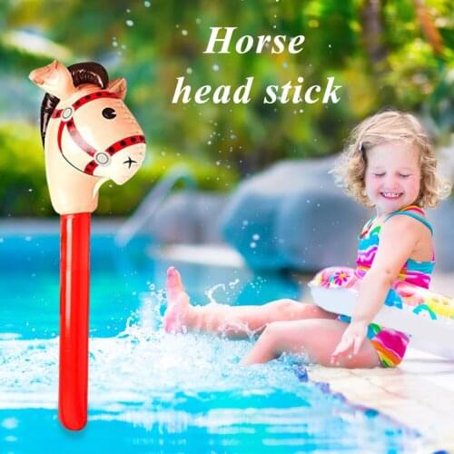 Kids Horse Riding Game Toy Multi-functional Classic Practical Outdoor Plaything Blow Up Inflatable Horse Head Stick