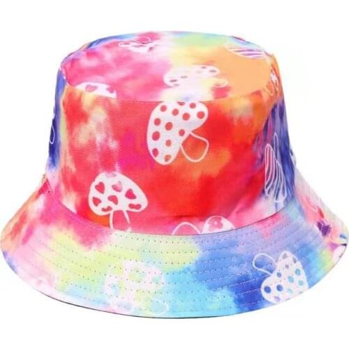 Harajuku Tie Dye Travel Bucket Hat Men Outdoor Double-Sided Travel Beach Caps Panama Fishing Hats Hip Hop Sun Hats Casual Caps