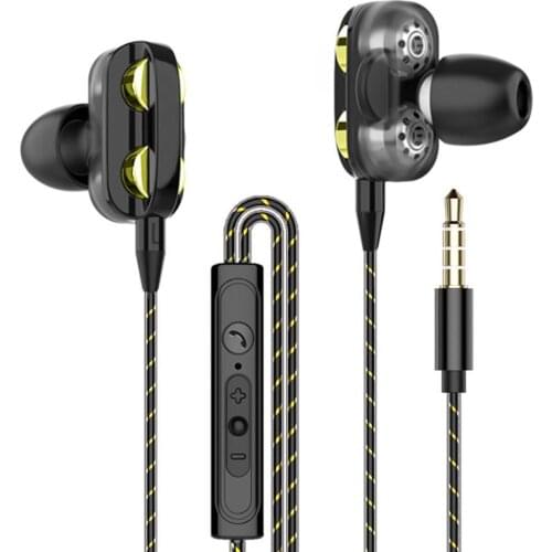 Dual Dynamic Circle Heavy Bass In-Ear Wired Earphone Headphone with Microphone