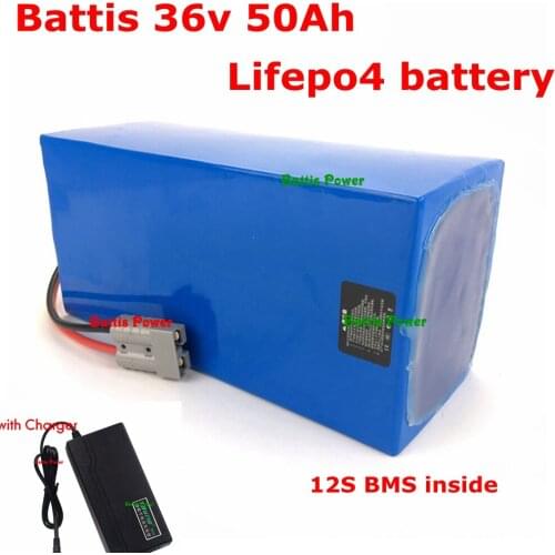 36V 50Ah Lifepo4 40Ah bateria Lithium iron phosphate battery pile Electric Bike scooter power 2000w motor BMS + 10A Charger