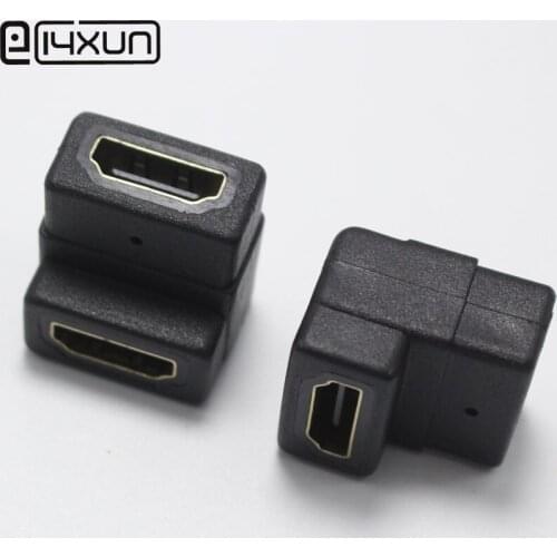 EClyxun 1pcs Gold-plated HDMI Female to Female Plug jack Converter 90 Degrees Extension Cord Audio Connector Adapter