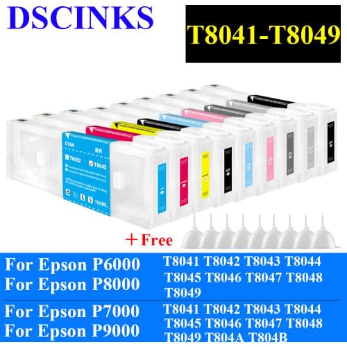 9color T8041 T8042 T8043 T8044 T8045 T8046 T8047 T8048 T8049 Refillable ink cartridge for Epson P6000 P8000 printer with chip
