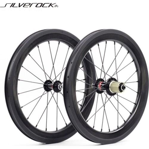 SILVEROCK Bike Carbon Wheels 16“ 1 3/8” 349 8s-11s Rim Brake 74mm 130mm for Fnhon Gust P8 Folding Bike Wheelset