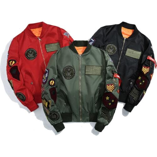 American Badge Bomber Jacket Men Spring MA1 Military Coat Male Harajuku Kanye West Quilted Military Clothing 2021 Couple 5XL