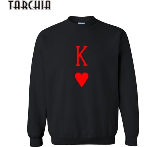 TARCHIA European Style Hip Hop Men Brand Top POKER K Printed Streetwear Fleece Fashion Hoodies Sweatshirt Harajuku