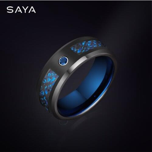 Men Rings, Tungsten 8mm Width Engagement Ring, Fashion Zircon Jewelry, Customized, Free Shipping