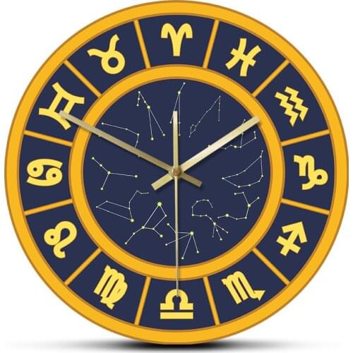 Horoscope Circle Astrology Sign Wall Clock Kitchen Astronoy Constellation Modern Design Acrylic Large Wall Watch Non Ticking