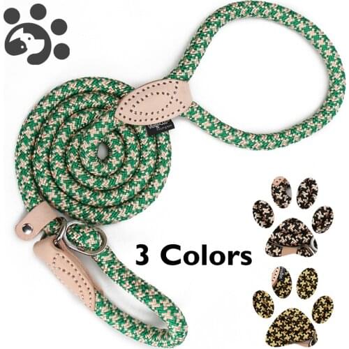 Dog Leash with Collar Large Dogs Rope Leash Pet Lead with Handle Durable Nylon Dog Rope Leash Walking Lead Traction Safty Travle