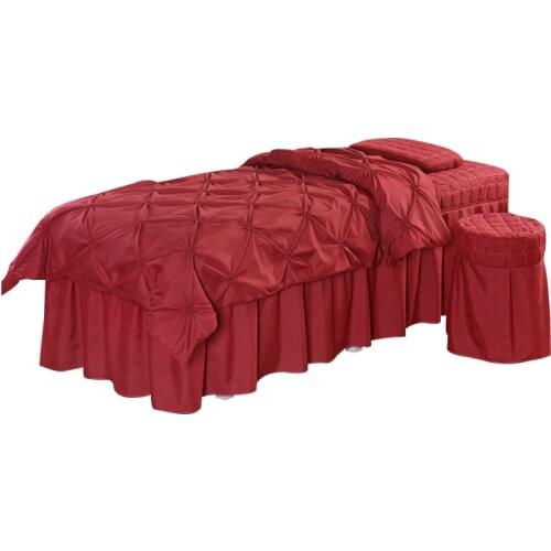 New 4pcs Rose Ruched Beauty Salon Bedding Set High Quality Massage Spa Thick Bed Linens Sheets Cotton Bedspread Duvet Cover Sets