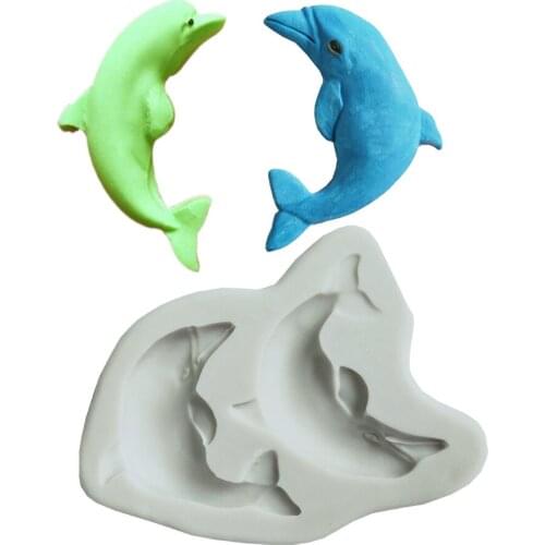 New Dolphin Fondant Cake Silicone Chocolate Biscuits Mould Soap Pastry Ice Cube Molds Baking Kitchen Cake Decoration Tools Aouke