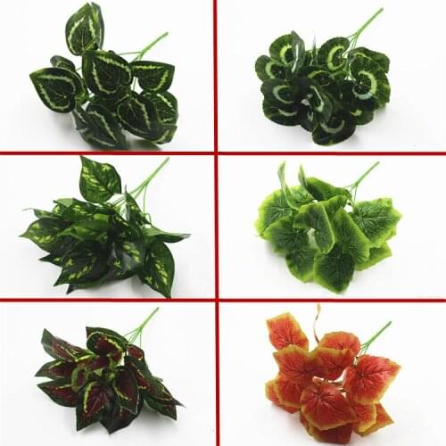New Artificial Adornment Grass Green Plant Leaves Home Decor Plastic Artificial Flower for Wedding DIY Decor Pretty Plant Leaves