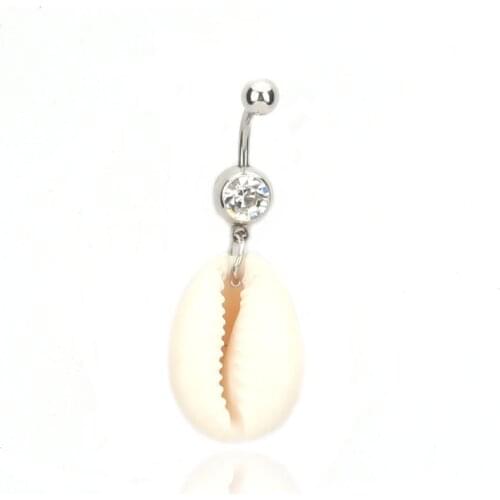 Shell Pearl Shape Belly Button Rings Mussel Oyster Sexy Piercings Surgical Steel Body Jewelry Sexy Navel Piercing Barbell