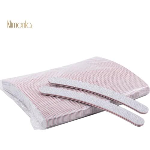 50pcs Gray Curved Nail File 100/180 Sandpaper Nail Sponge Buffer Blocks For UV Gel Nail Polish Sanding Tools