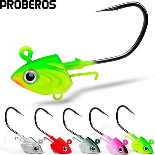 PROBEROS 40pcs/lot Artificial Ned Hooks 30-35-45g High Carbon Steel Fishhooks Jig Head Fishing Hooks For Soft Worm Bait Pesca