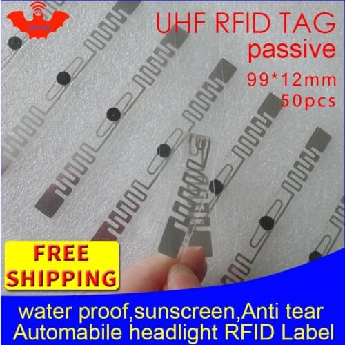 RFID tag UHF sticker vehicle headlamp EPC6C 915mhz868m 860-960M M4QT 50pcs free shipping Tear proof adhensive passive RFID label
