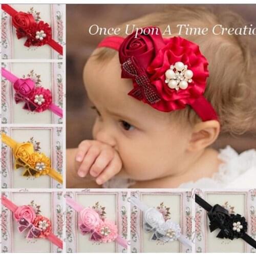 ROSE Bowknot Mini Headbands girl hair accessories Girl headband cute hair band newborn floral headband YH486
