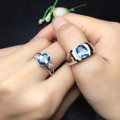 The Best Wedding gift For Your Lover Couple Rings Natural Topaz Lovers Ring 925 sterling silver