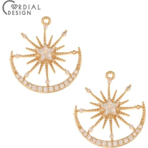 Cordial Design 30Pcs 24*27MM CZ Pendant/Jewelry Accessories/Hand Made/Jewelry Findings & Components/Earrings Making/DIY Charms