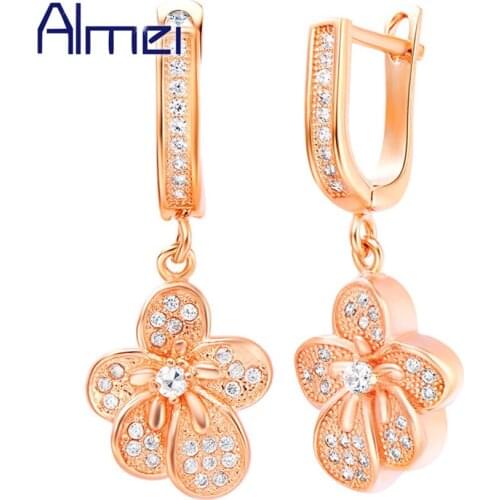 Earings Fashion Jewelry 2016 Summer Flower Earing Bride Wedding Big Bohemian Silver Color CZ Zircon Dangle Earring Ulove R218