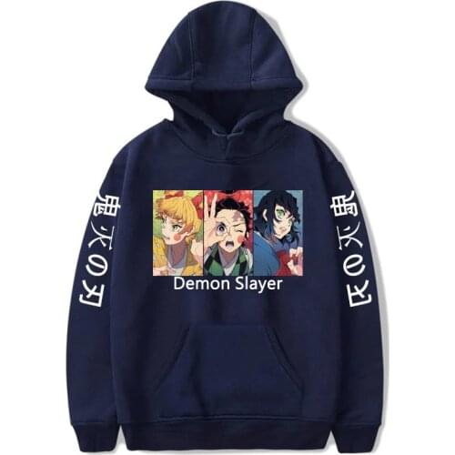 Japanese Anime Cartoon Demon Slayer Hoodies Sweatshirts Men / Women Pullover Unisex Long Sleeves Tracksuits Hip Hop Tops