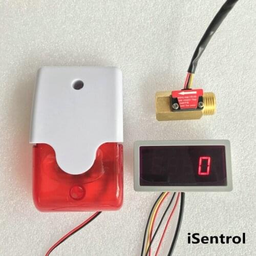 US308MT Electronic Flow Meter Alarmer YF-B2 1-25L/min brass hall effect water flow sensor CE certificate iSentrol Electronics