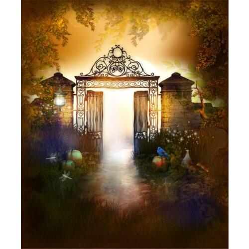VinylBDS Printing Backdrop No Wrinkles Studio Photography Night Iron Gate Fantasy Halloween Party Background J01689