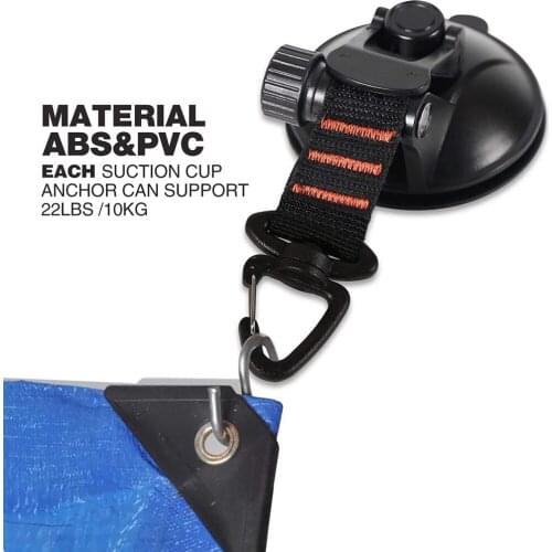 Suction Cup Anchor with Securing Hooks Camping Tarp Accessory as Car Side Awning Car Mount Luggage Tarps Tents Anchor