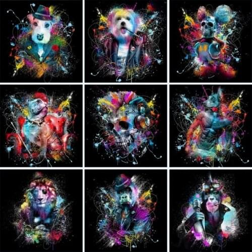 Funny Colorful Star Monkey Graffiti Art Canva Painting on The Wall Posters Prints Animals Pictures for Living Room Decor Cuadros
