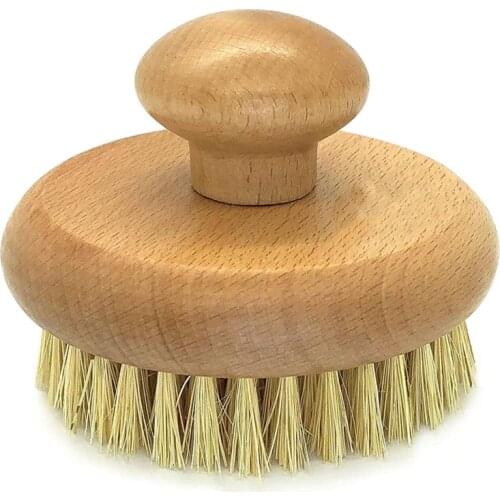 Plant Sisal Body Massage Brush Cactus Exfoliating Natural Wood Brush Wet Skin Exfoliator Brush With Soft and Stiff Bristles