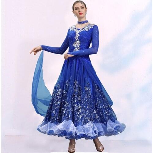 Ballroom Dance Competition Dresses Women Rhinestone Standard Dance Waltz Tango Performance Clothing Stage Dancing Wear DC4388