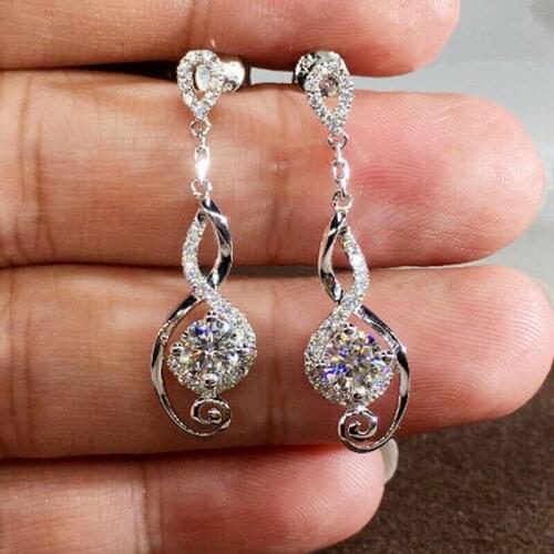 2021 Romantic Women AAA Zircon Fine Earrings Women Fashion Resplendent Crystal Wedding Party Bride Dangle Earring Jewelry Gift
