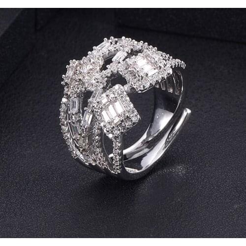 AccKing Collection Luxury Stackable Chic Rings For Women Wedding Cubic Zircon Engagement Dubai Bridal Statement Finger Ring
