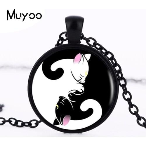 Yin Yang Logo Pendant Necklace Animal Picture Handmade Vintage Necklace Women Jewelry Friend Gift HZ1