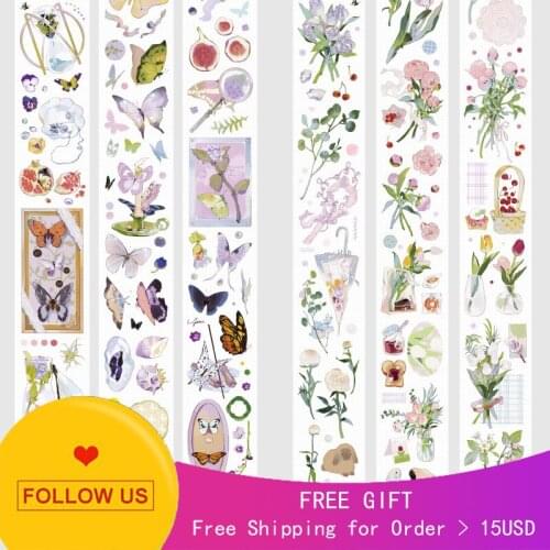 1 Loop Spring Wind Flower Plant Butterfly Decorative Paper Washi Tape Sample Bud