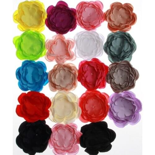 10PCS 9.5CM Fashion Satin Hair Flowers For Hair Clips Accessories Burn Fabric Flowers For Headbands
