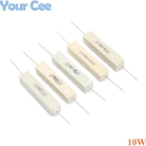 10pcs Ceramic Resistor 10W 1R~25R ohm 5% Cement Resistance 1R 2R 5R 8R 10R 15R 20R 25R Electronic Component 1ohm 2ohm 5ohm 8ohm