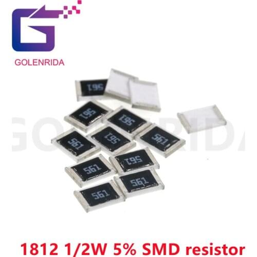 100PCS 1812 1/2W SMD resistor 5% 0.05R 0.1R 30R 56R 68R 470R 560R 680R 820R 1.2K 1.8K 3.3K 3.9K 43K 68.1K ohm 50MR ohm