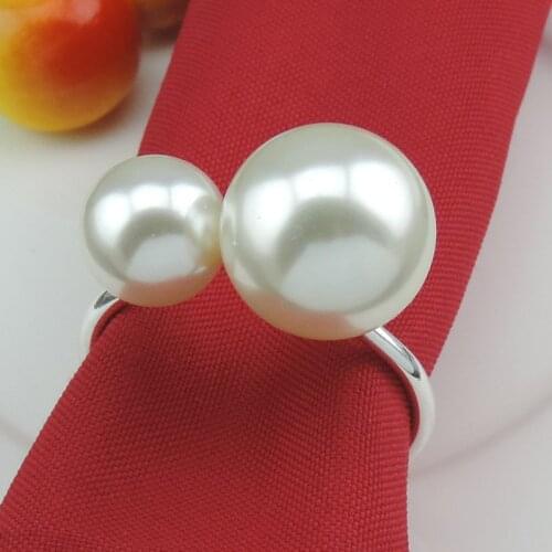 12Pcs Metal Napkin Ring Cloth Ring Napkin Buckle Simple Creative Decoration European Style Pearl Napkin Buckle