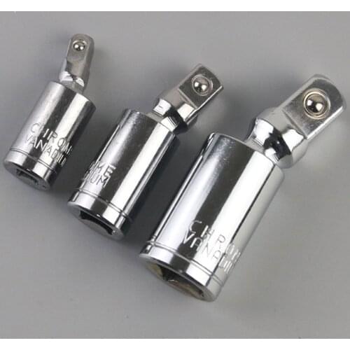 3 Pcs Universal Joint Set Ratchet Angle Extension Rod Socket Adapter Manual Pneumatic Flexible Adapter Socket Tool 1/4 3/8 1/2