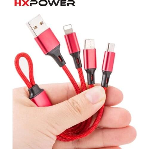 3 In 1 Usb Cable Data Cable Sync Line Micro USB TypeC Charging Cable for iphone Lighting Cable IOS Android Samsung Huawei Redmi