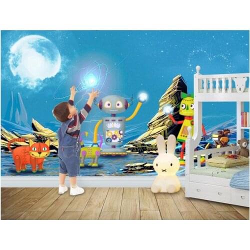 3d wall murals wallpaper for living room Cartoon sci-fi planet robot alien childrens room decor photo wallpaper for walls 3 d
