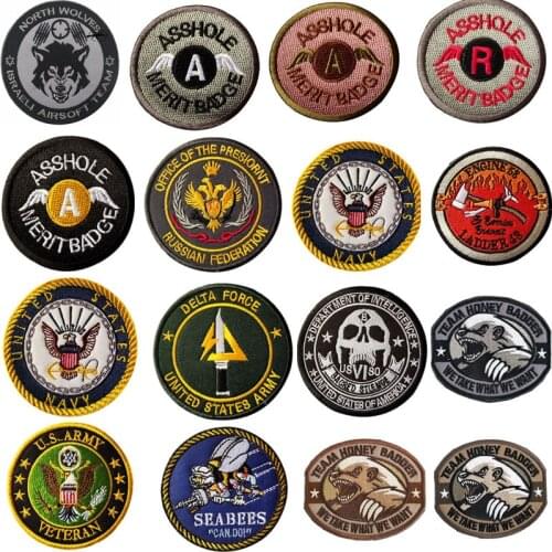 3D Animal Wolves Embroidered Hook Loop DIY Military Army Applique Patch Badge for Clothes Bags Jackets Jeans