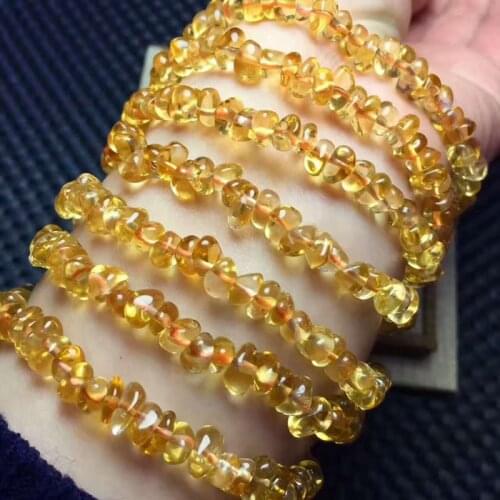 Free shipping Genuine Natural Citrine Quartz Crystal Beads Bracelet