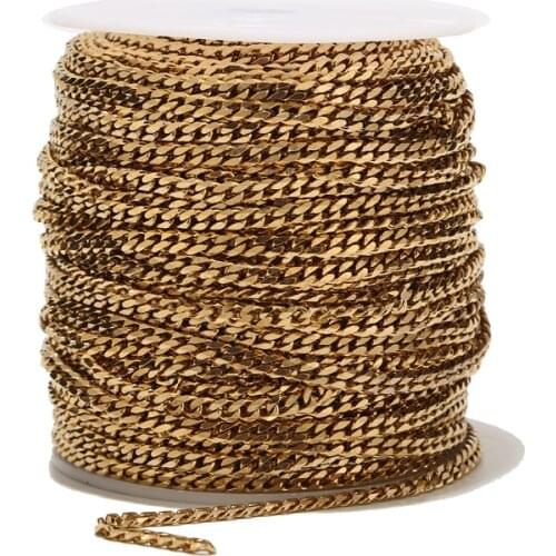Gold/silver tone Curb Cuban Chain Stainless Steel Link chain for jewelry making 5MM width