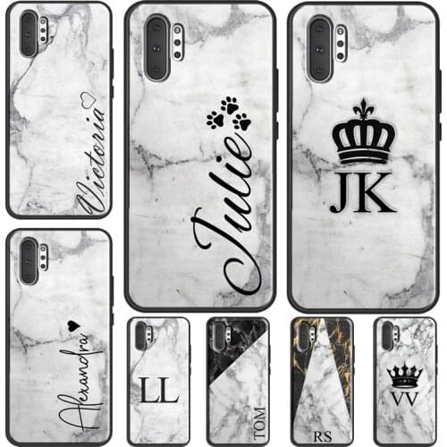 Personalised Name Initial Marble Fundas For Samsung Galaxy S20 FE S21 Ultra Note 20 Note 9 S8 S9 S10 e Note 10 Plus Cover