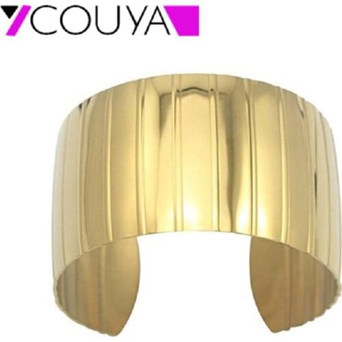 COUYA Gold Color Cuff Bangle Bracelet For Women Men Shiny Pulseiras Para Wrist Cuff Bracelet Metal Bracelets & Bangles A10050