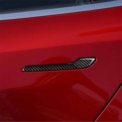Carstyling Carbon fiber outer door handle decoration stickers For Tesla Model 3 2018 2019 2020 Car Door Handle bowl Trim