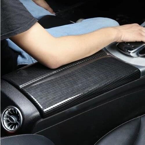 For Mercedes-Benz C E GLC Class W213 W205 X253 2PCS Carbon Fiber Car Center Armrest Box Trim Cover