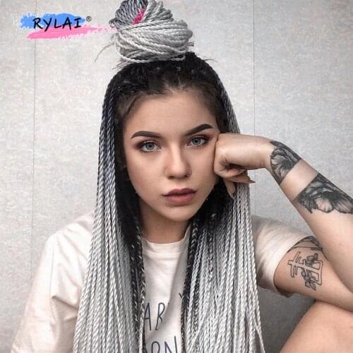 Jumbo Braiding Hair Synthetic Pre Stretched Extensions 24Inch 100g 1/3/5Pcs/Lot Afro Ombre High Temperature White Black Women