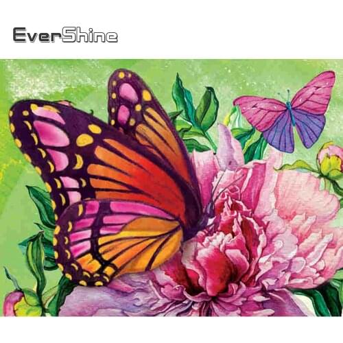 Evershine Diamond Embroidery Full Set Butterfly Cross Stitch Diamond Painting Full Square Drill Diamond Mosaic Crafts Kit Hobby